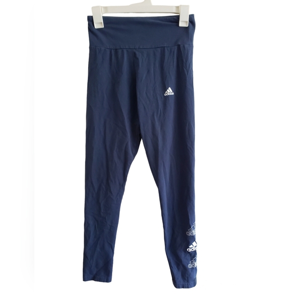 Adidas Stacked Logo Leggings Navy S - Picture 1 of 8
